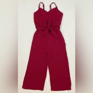 Girls Size 4T. Bailey’s Blossoms Red Jumpsuit Romper with Sash